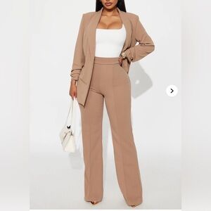 Fashion Nova  High Waisted Dress Pants - Taupe